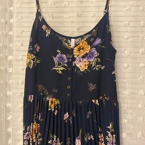 Dark blue floral knee length dress